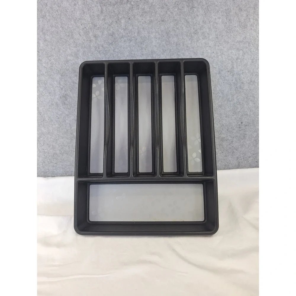 Rubbermaid Large Cutlery Tray Black Silverware Drawer Organizer 6 Compartment